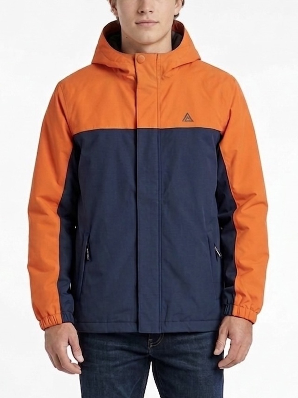 Ripzone Youth's Fleece Storm Outdoor Hiking Rain Jacket in Navy & Orange Sz XL